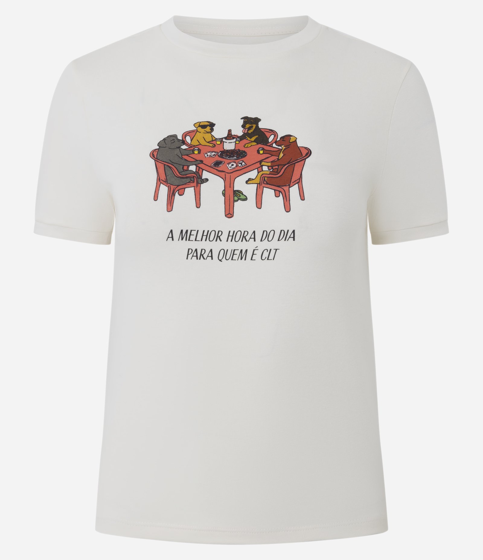 Camiseta em Algodão com Estampa Melhor Hora Para o CLT Off White 1