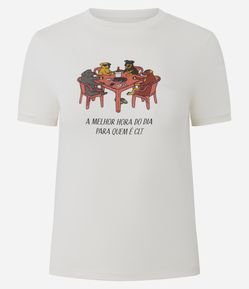 Camiseta em Algodão com Estampa Melhor Hora Para o CLT