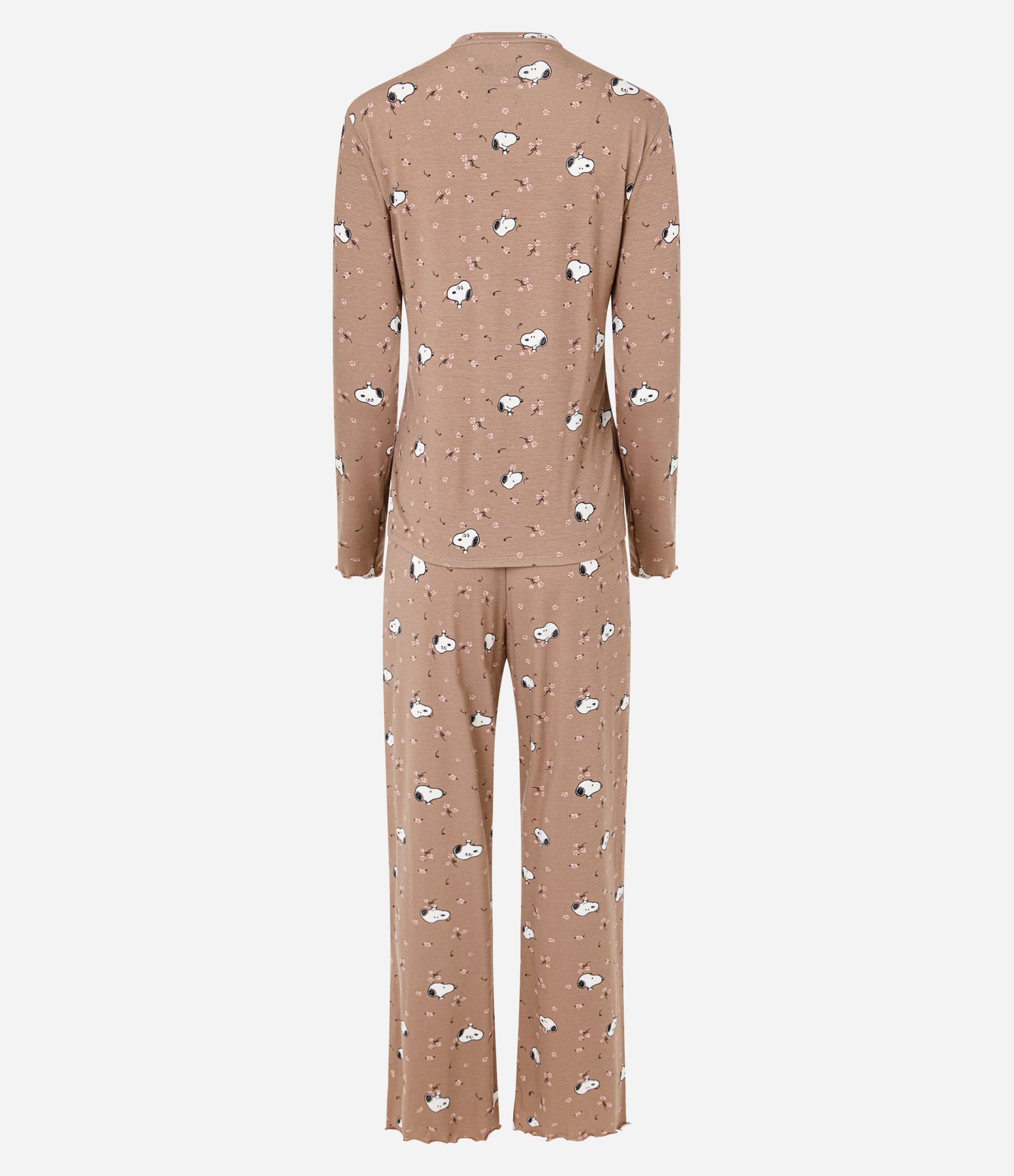 Pijama Longo com Estampa Floral do Snoopy Marrom 2