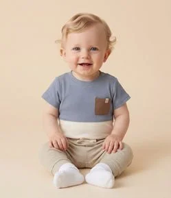 Body Bebê em Algodão Texturizado com Bolso – Tam 0 a 18 Meses