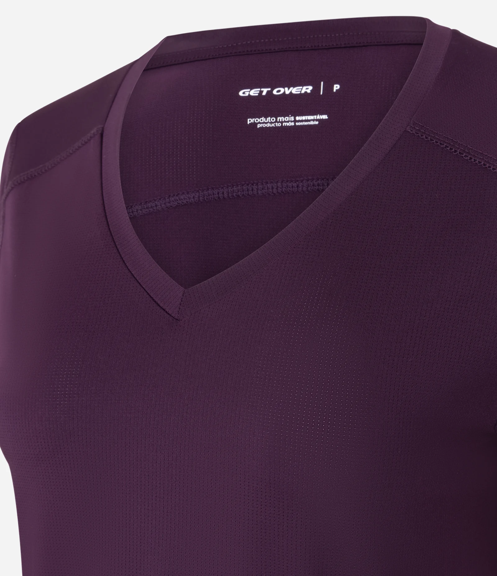 Camiseta Esportiva em Microfibra Furadinha com Barra Mullet Roxo 6