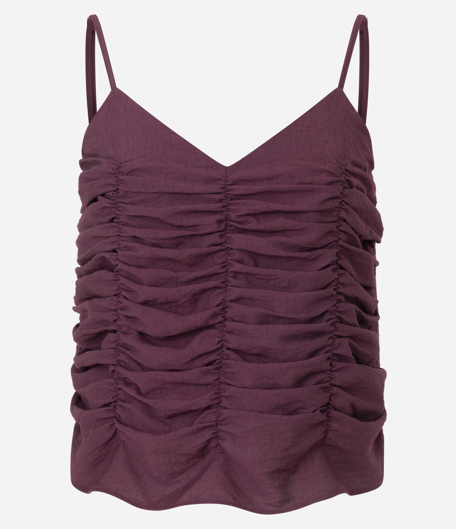 Blusa Acetinada de Alças Finas com Franzido Vermelho 5