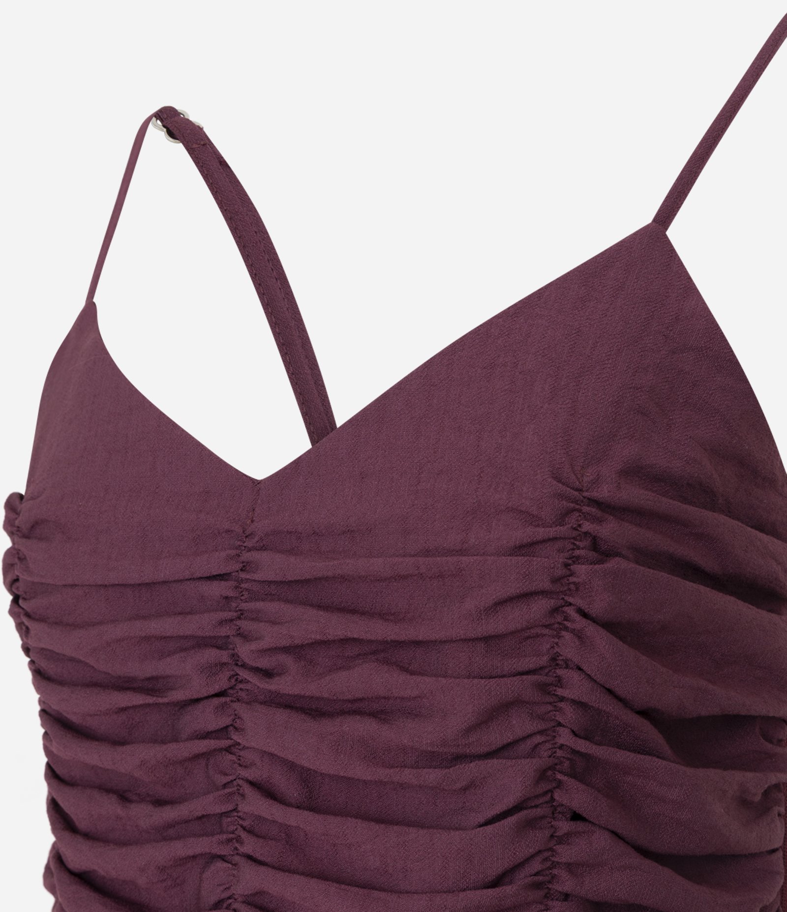 Blusa Acetinada de Alças Finas com Franzido Vermelho 6