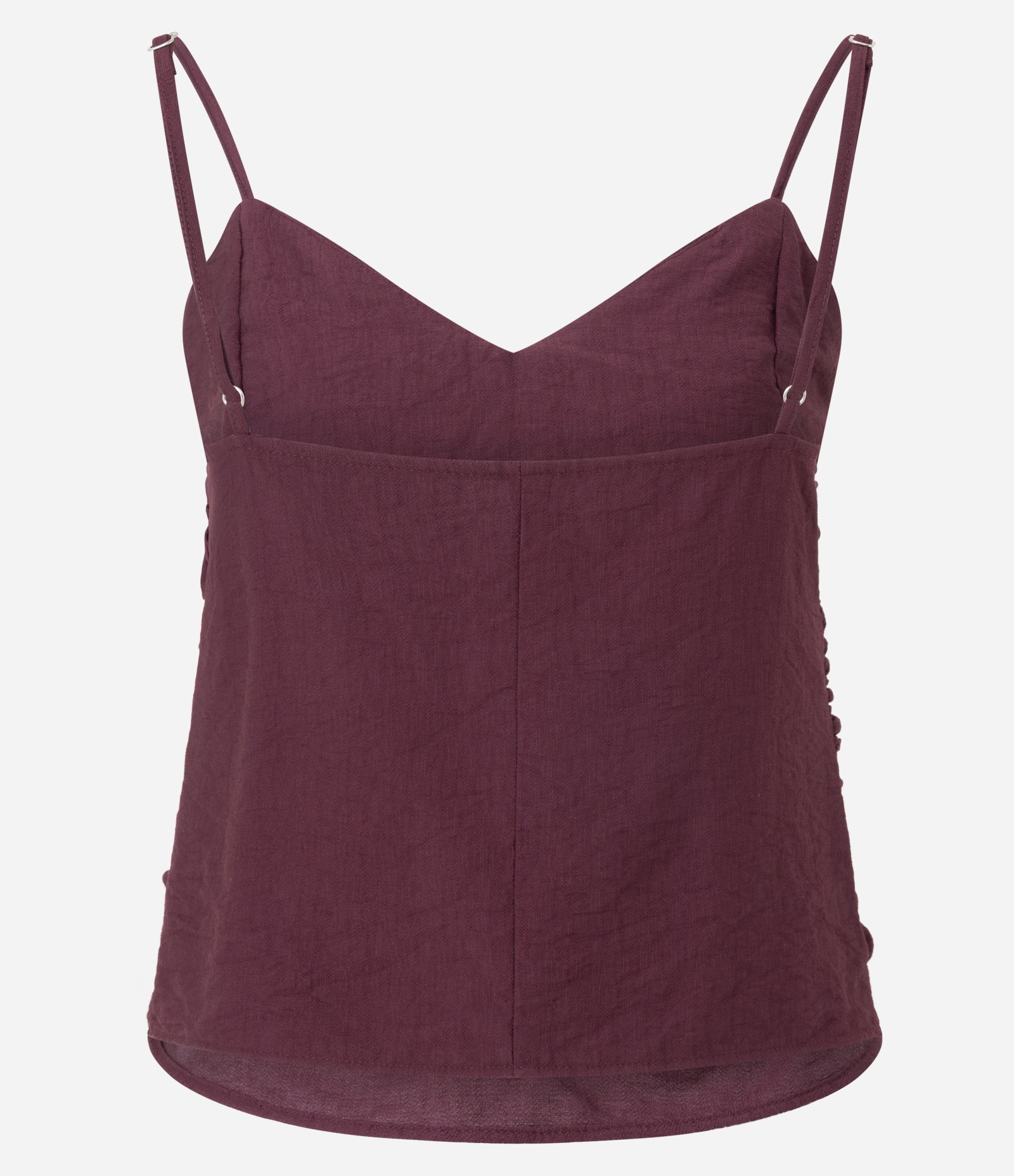 Blusa Acetinada de Alças Finas com Franzido Vermelho 7