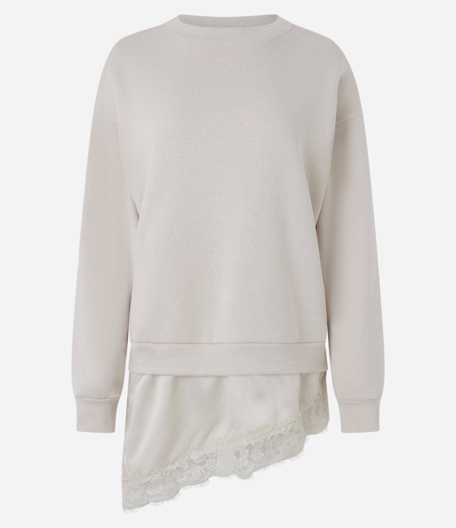 Moletom Oversized e Aplicação de Renda na Barra Off White 1