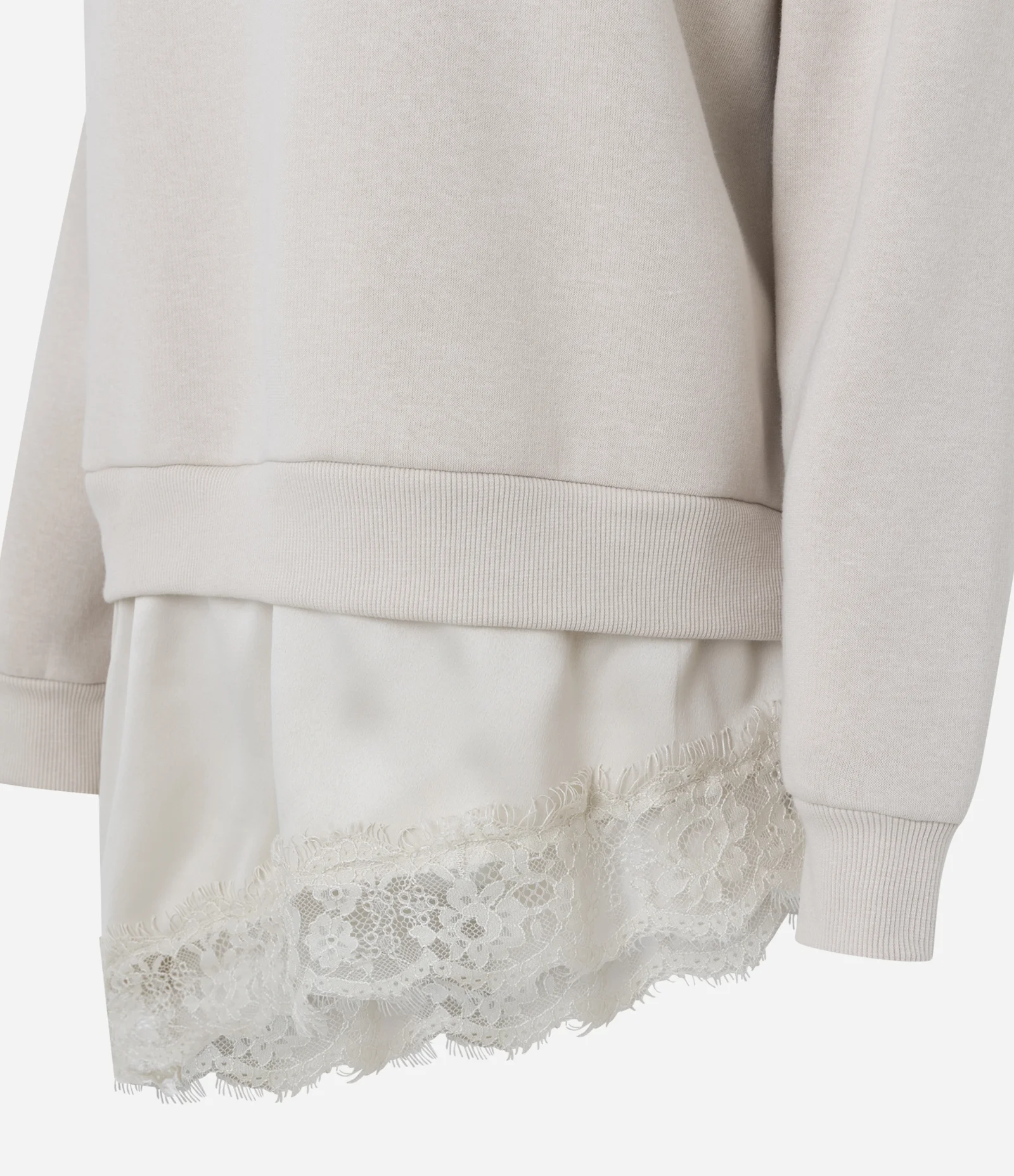 Moletom Oversized e Aplicação de Renda na Barra Off White 2