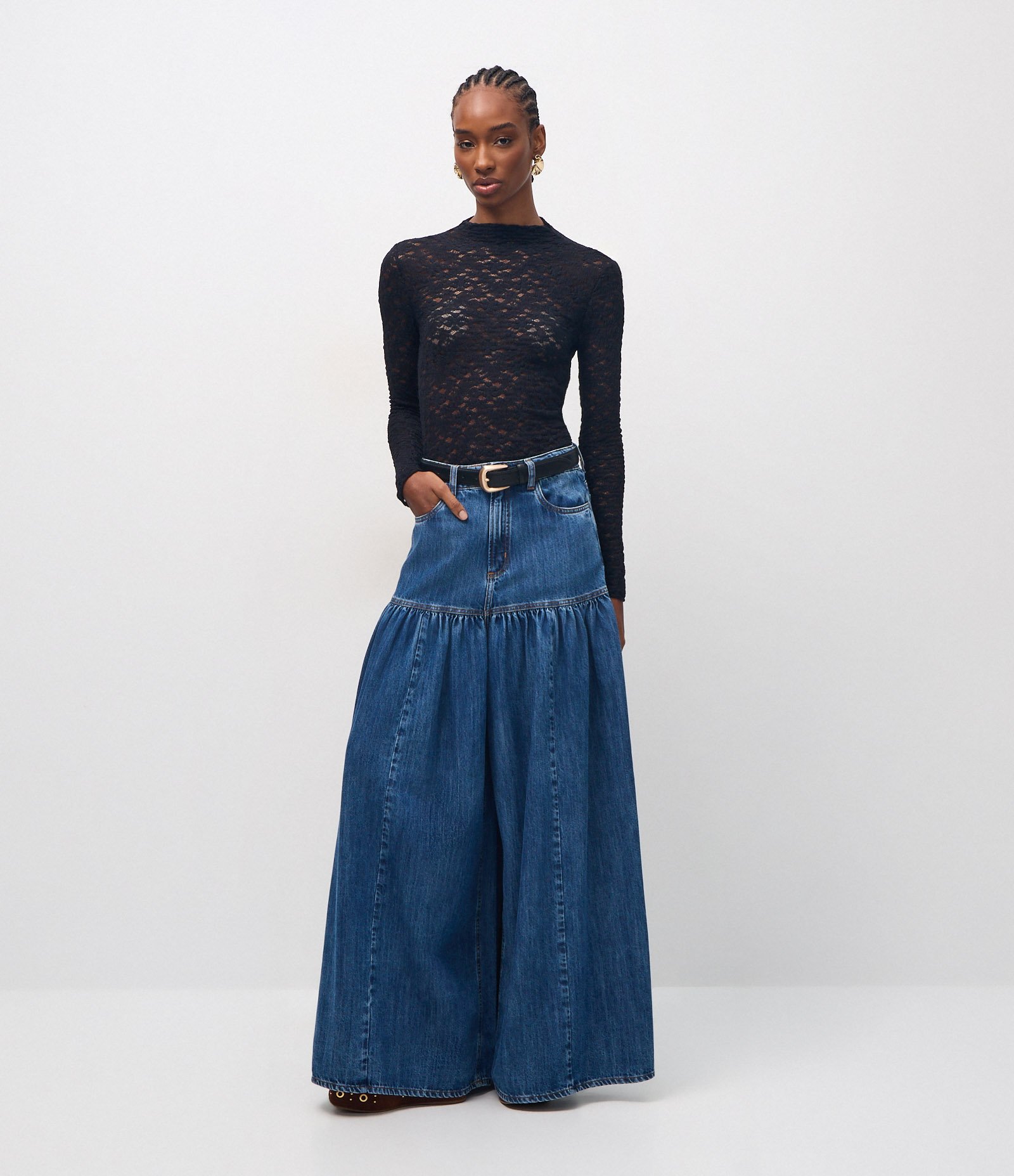 Calça Jeans Super Wide Leg com Cintura Alta Azul 1