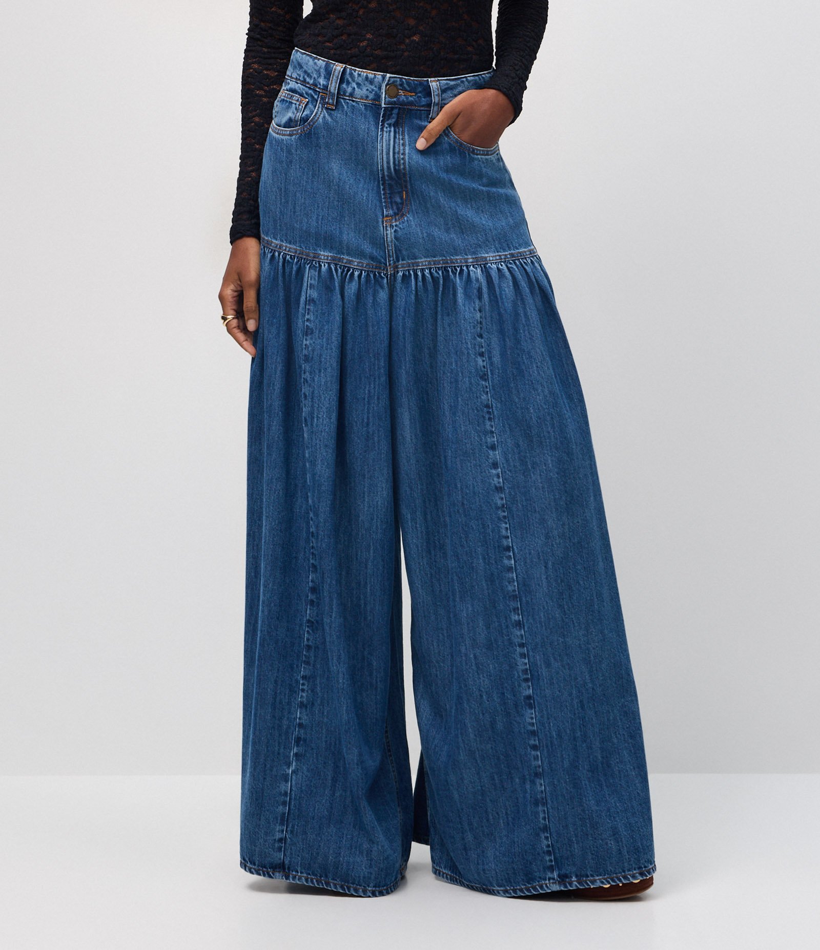 Calça Jeans Super Wide Leg com Cintura Alta Azul 2