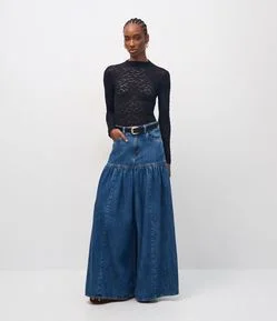 Calça Jeans Super Wide Leg com Cintura Alta