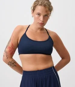 Top Feminino Esportivo em Microfibra Seamless e Tiras Finas
