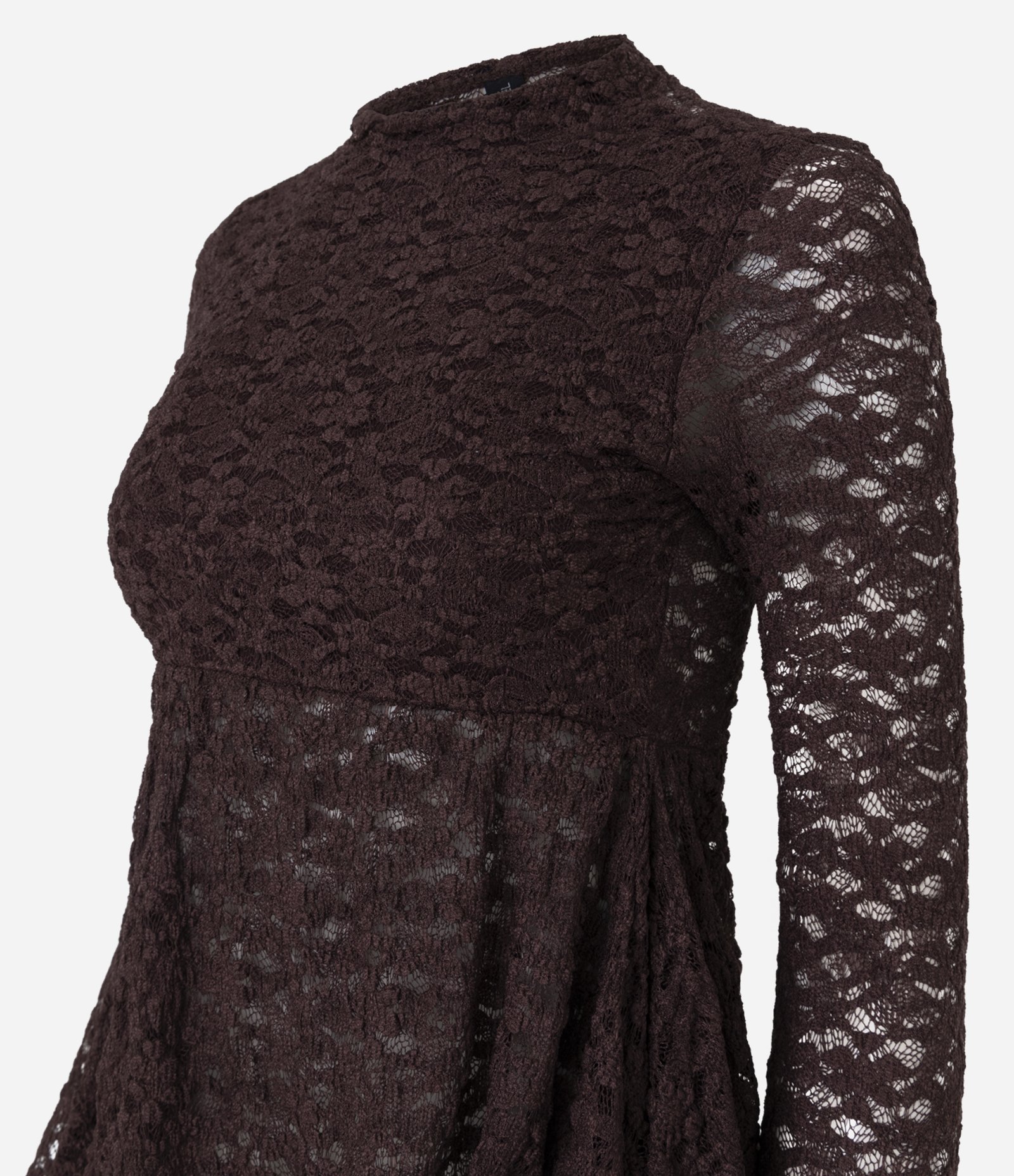 Blusa Peplum com Renda Aplicada Marrom 2