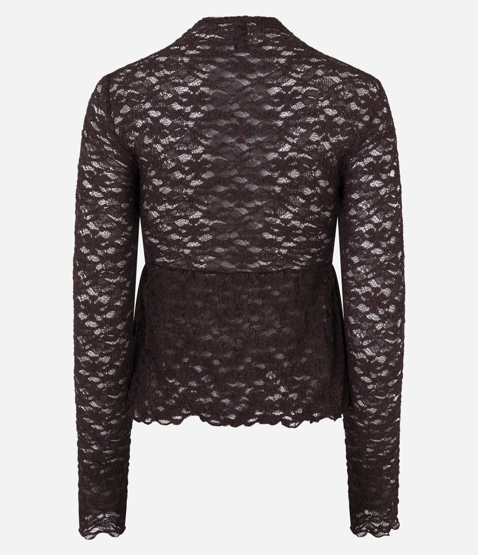Blusa Peplum com Renda Aplicada Marrom 3