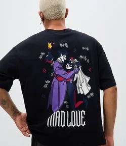 Camiseta Boxy em Algodão com Estampa Coringa Love Is a Crime