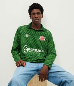 Camiseta Oversized com Gola Polo e Estampa Guaraná