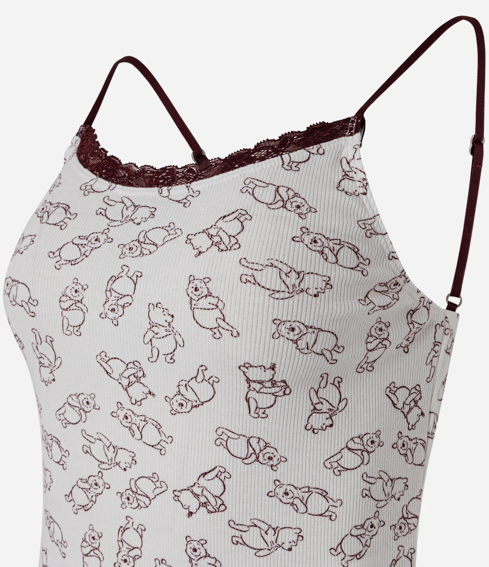 Pijama Short Doll em Ribana Canelada com Estampa Ursinho Pooh Branco 6
