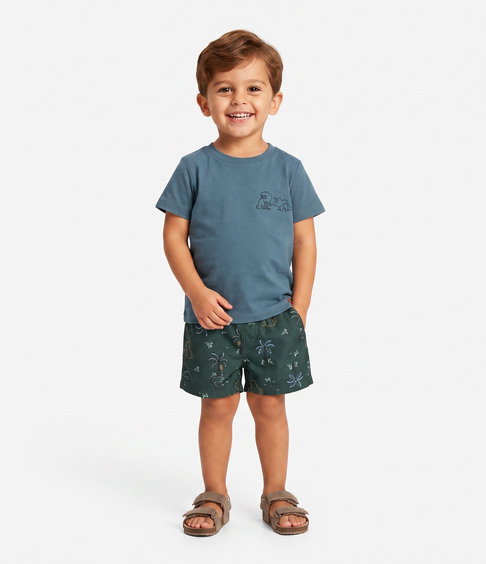 Bermuda Infantil Em Microfibra Estampa Tropical - Tam 1 a 6 Anos Verde 1