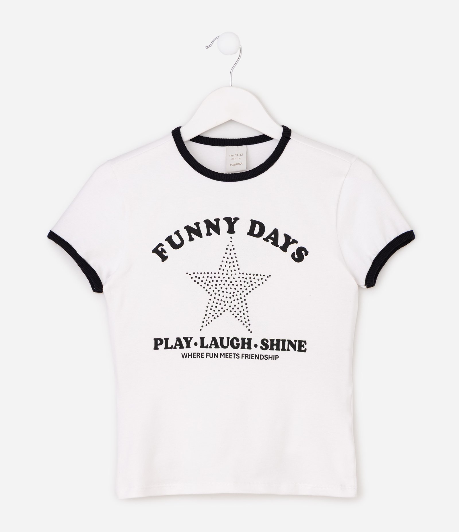 Blusa Infantil Baby Look com Estampa Estrela – Tam 5 a 14 Anos Branco 1