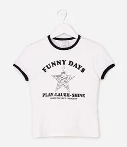 Blusa Infantil Baby Look com Estampa Estrela – Tam 5 a 14 Anos