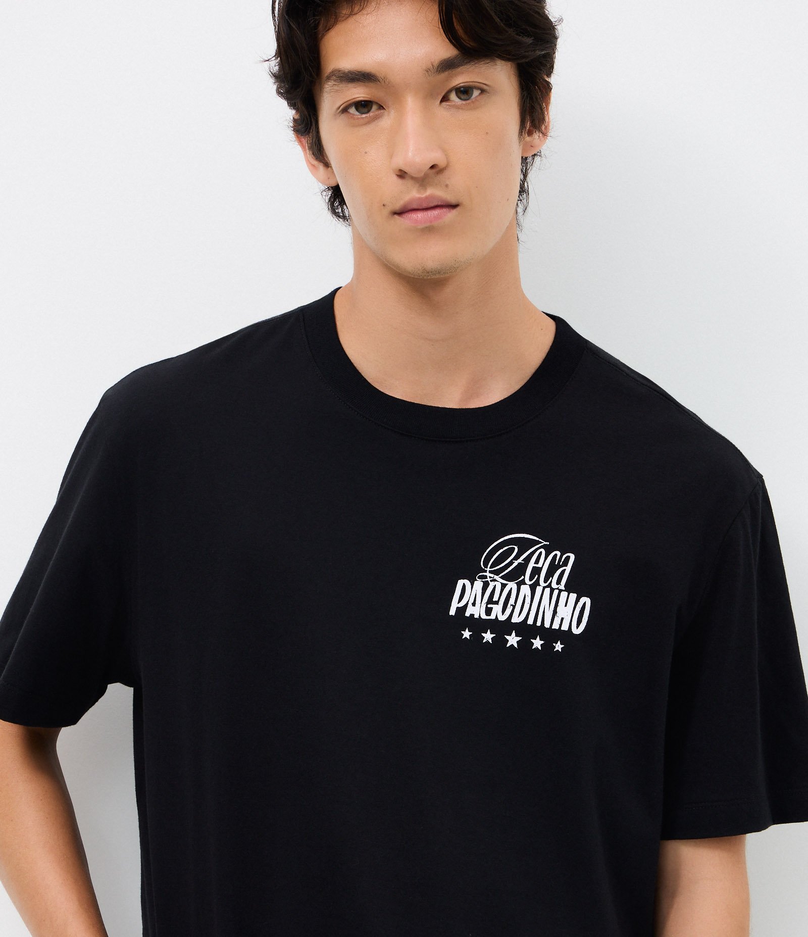 Camiseta Comfort Manga Curta em Algodão Zeca Pagodinho Preto 4