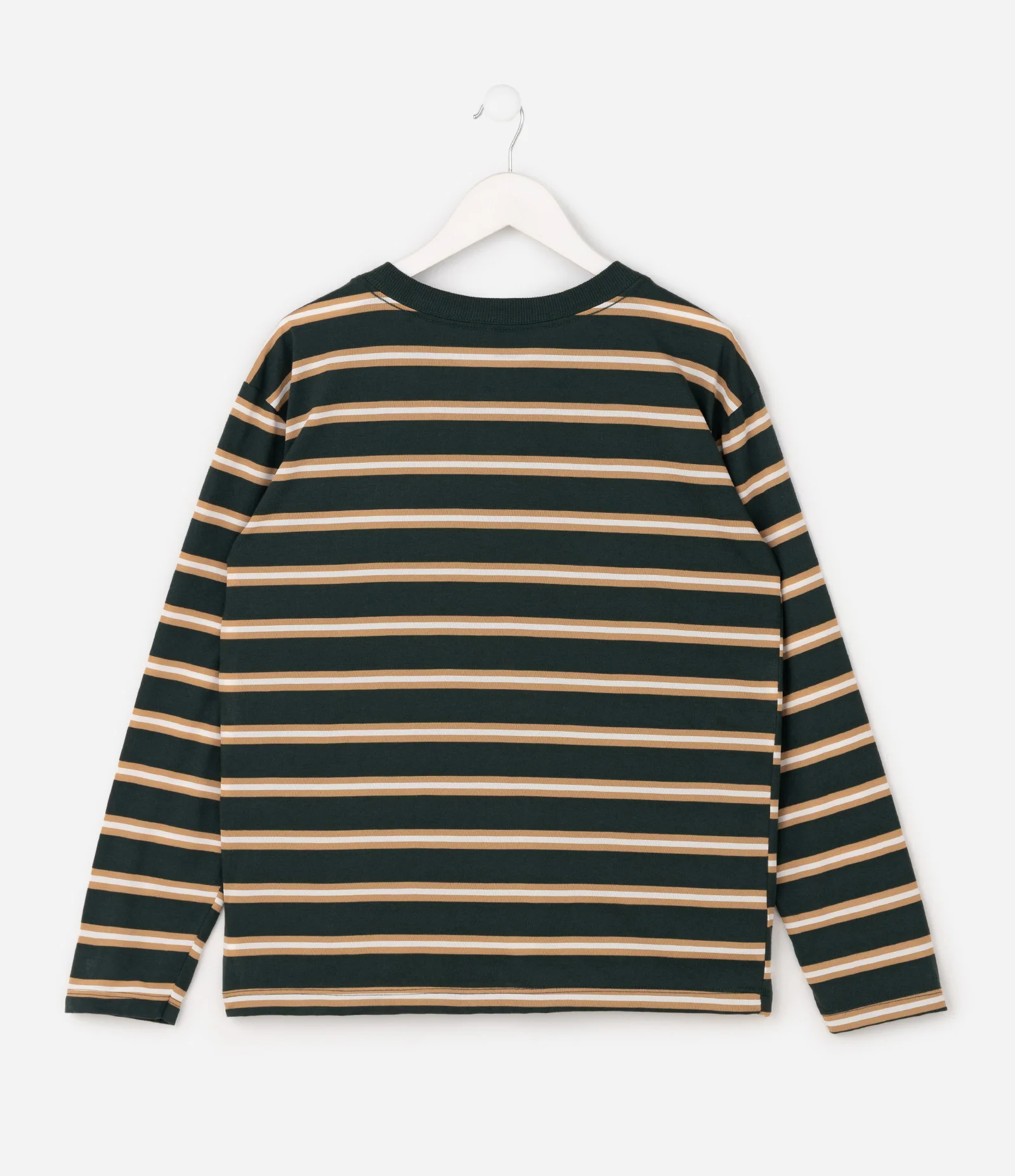 Camiseta Manga Longa Listrada Henley - Tam 5 a 14 Anos Verde