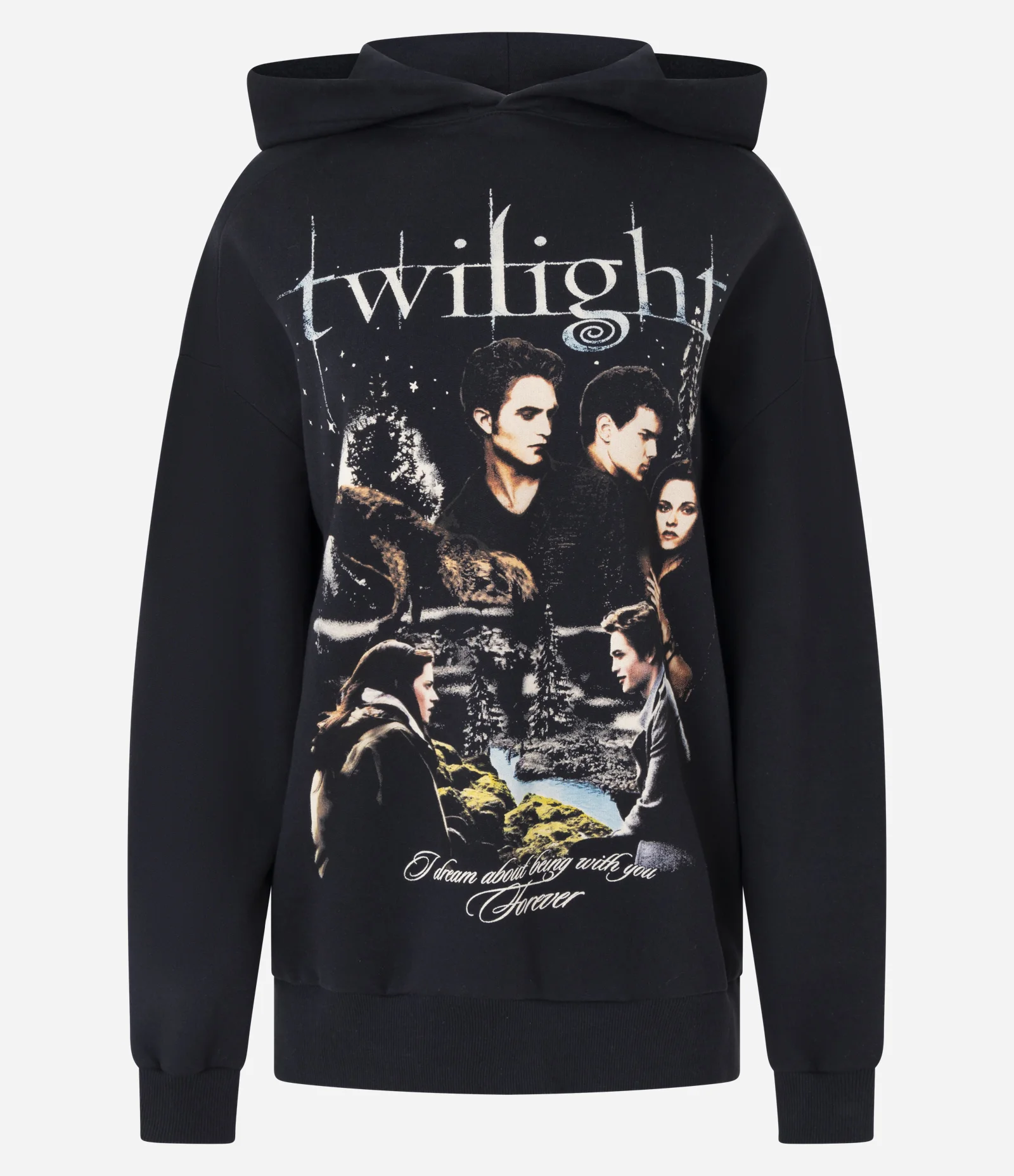 Moletom com Capuz e Estampa Crepúsculo Preto 1