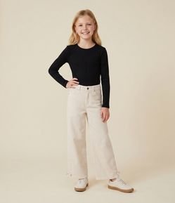 Calça Wide Infantil em Sarja Cotelê com Barra Ajustável – Tam 5 a 16 Anos