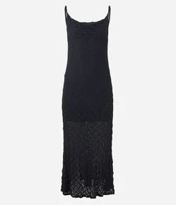 Vestido Longo em Renda com Decote Degagê