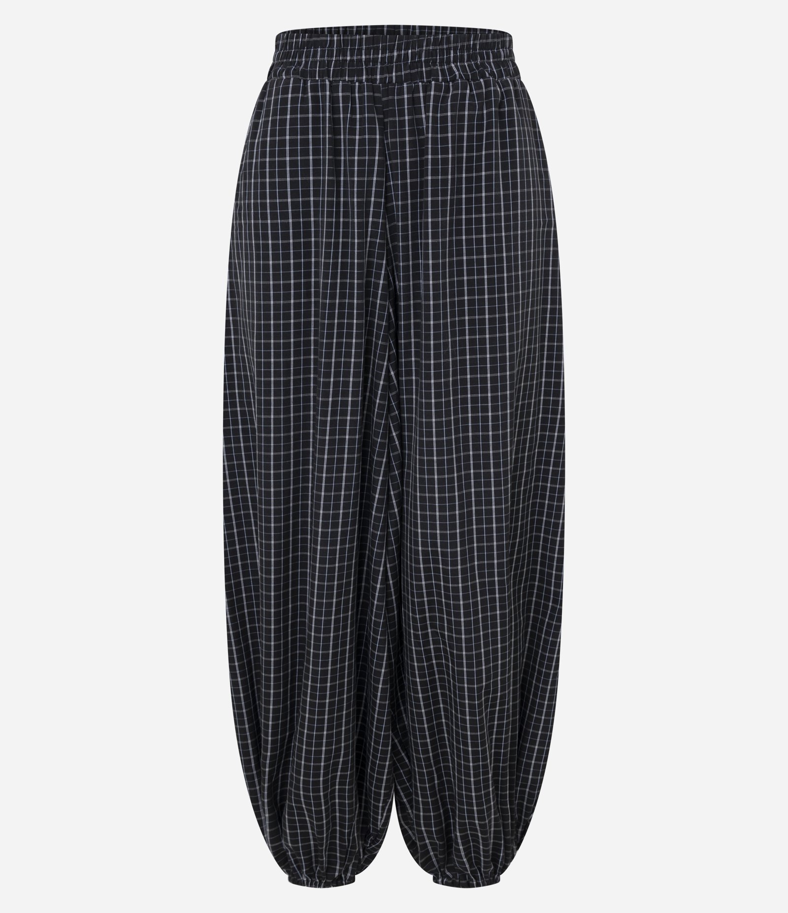 Calça Balloon em Xadrez com Cós e Barra com Elástico Preto 6