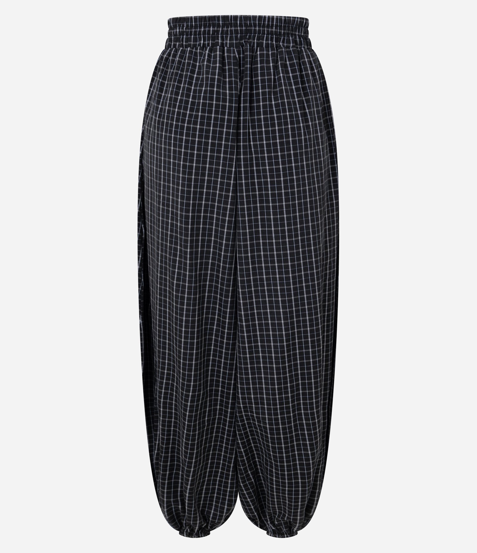 Calça Balloon em Xadrez com Cós e Barra com Elástico Preto 7