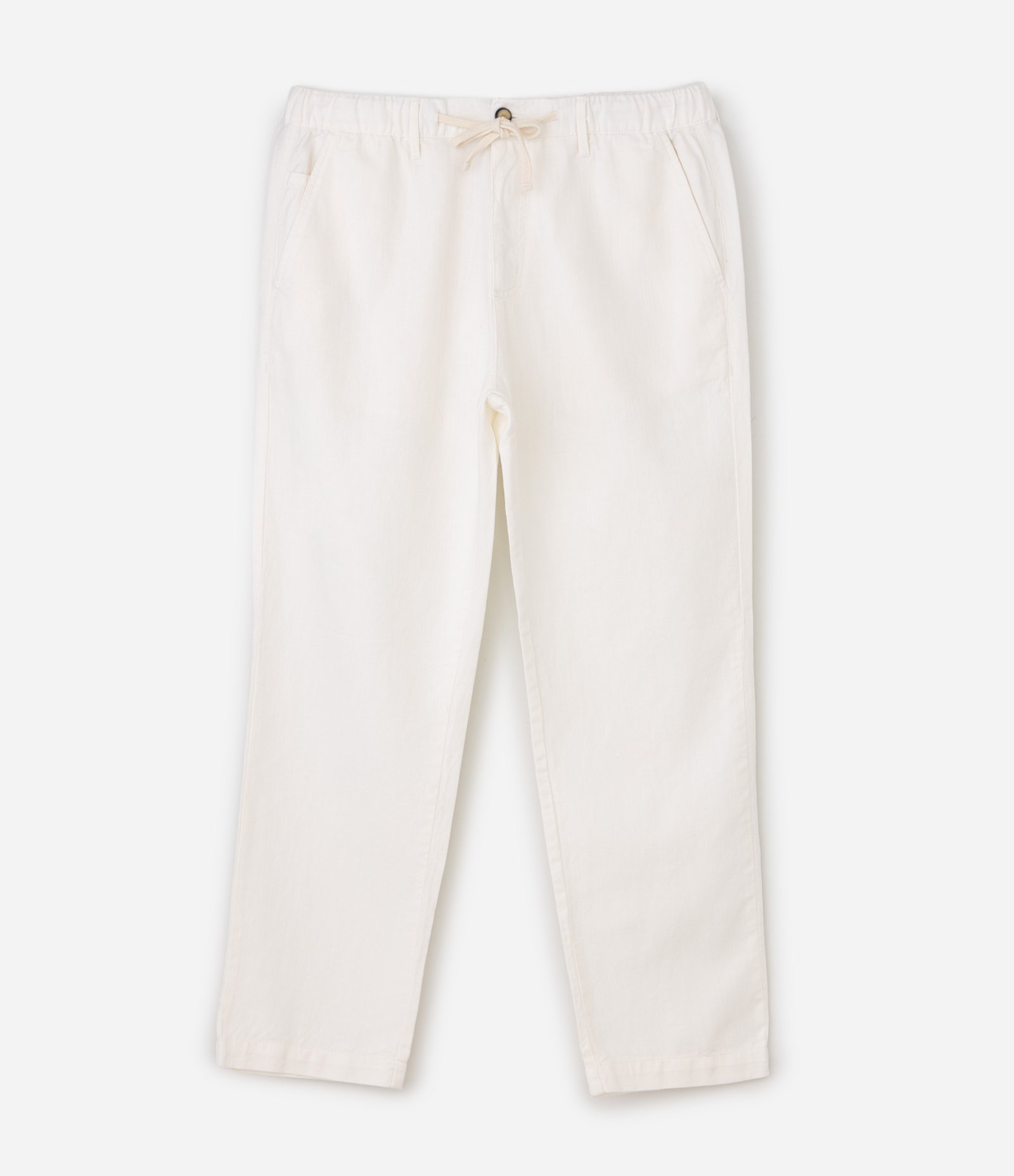Calça Reta Comfort em Algodão Lisa Bege 1