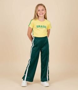 Camiseta Infantil Baby Look com Estampa Brasil – Tam 5 a 16 Anos