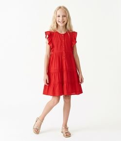 Vestido Infantil com Babadinhos - Tam 5 a 16 Anos