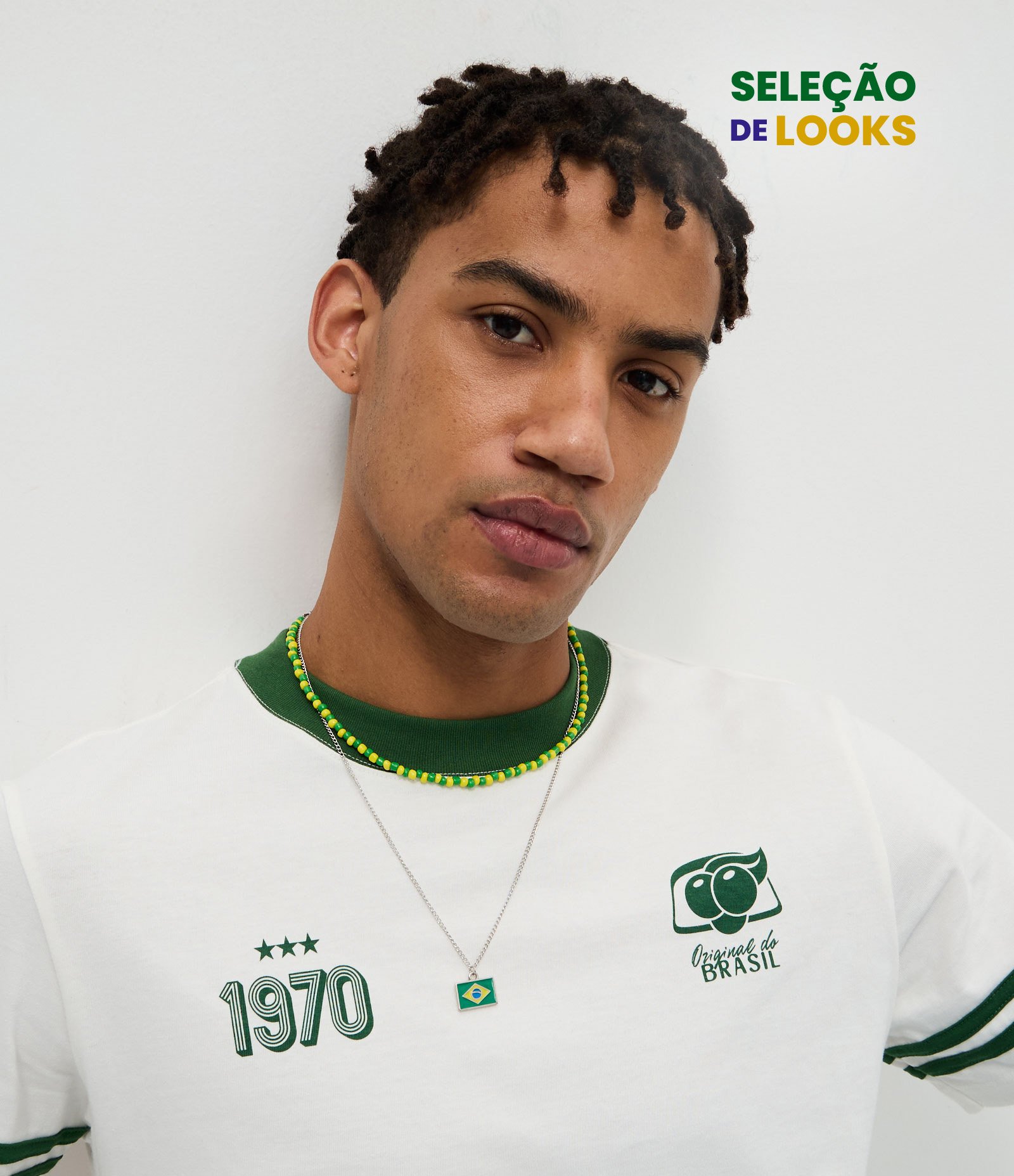 Colar Duplo Brasil em Metal Verde 1