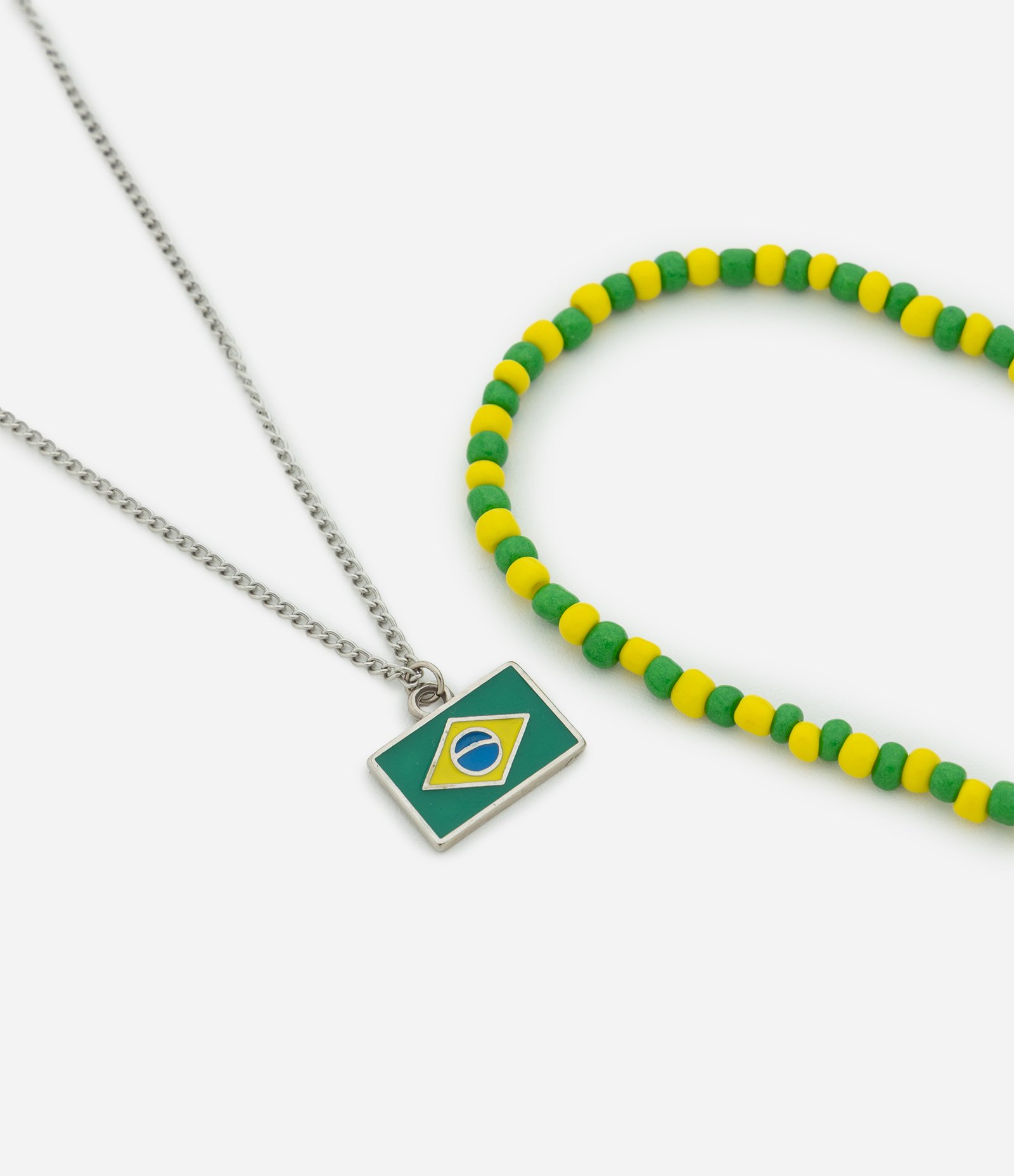 Colar Duplo Brasil em Metal Verde 1