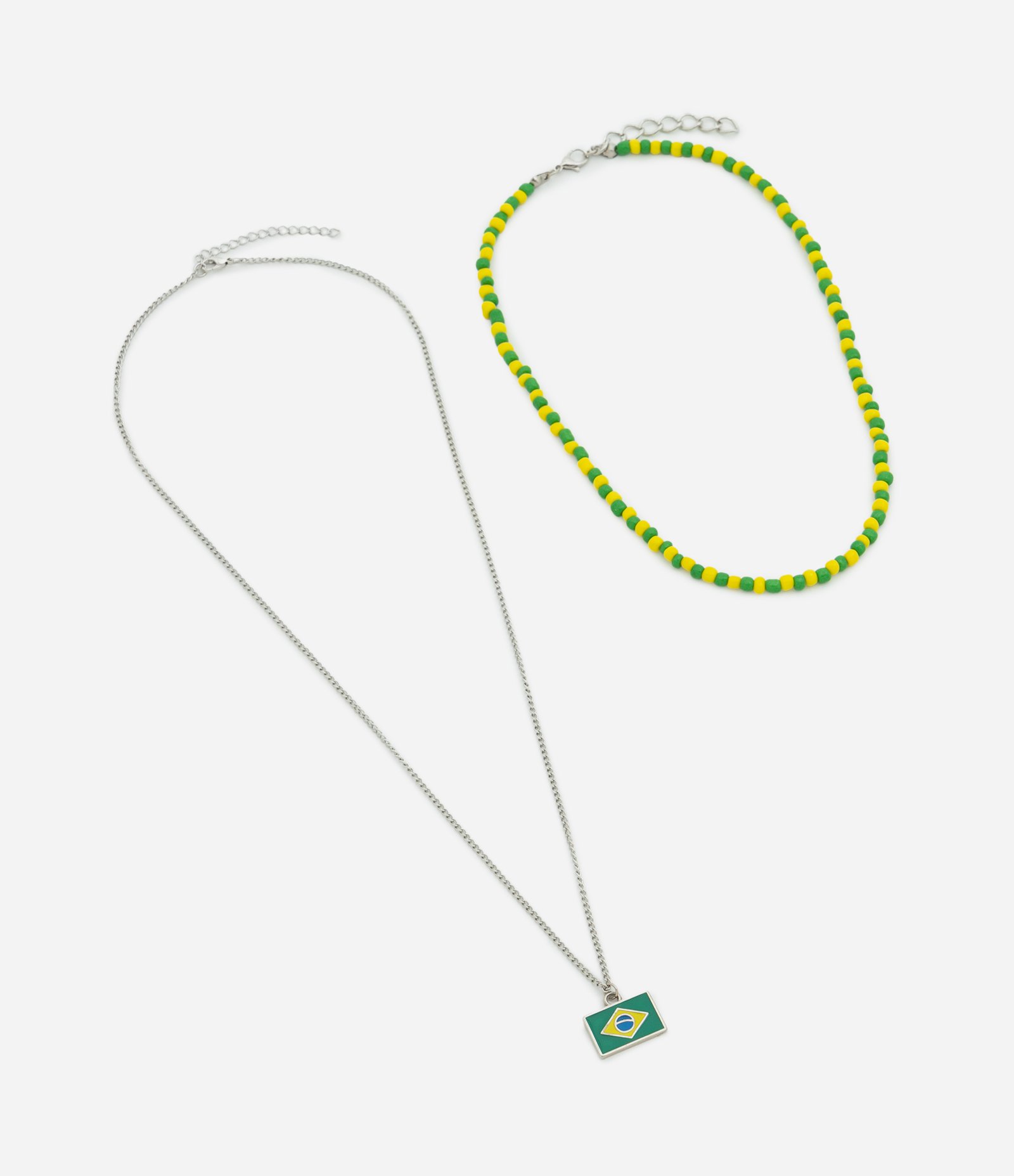 Colar Duplo Brasil em Metal Verde 2