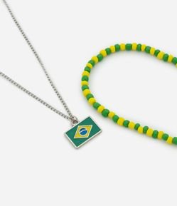 Colar Duplo Brasil em Metal