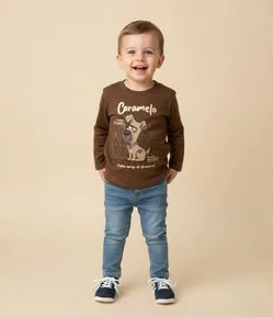 Camiseta Infantil com Estampa de Cachorro Caramelo – Tam 1 a 6 Anos