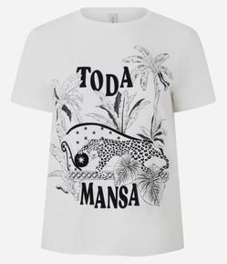 Camiseta Estampada em Algodão com Lettering Toda Mansa