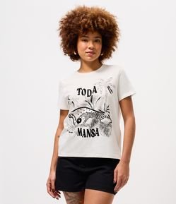 Camiseta Estampada em Algodão com Lettering Toda Mansa