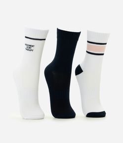 Kit 03 Meias Cano Médio Esportivas em Algodão