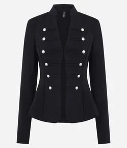 Blazer Alfaiatado em Ponto Roma com Botões Decorativos