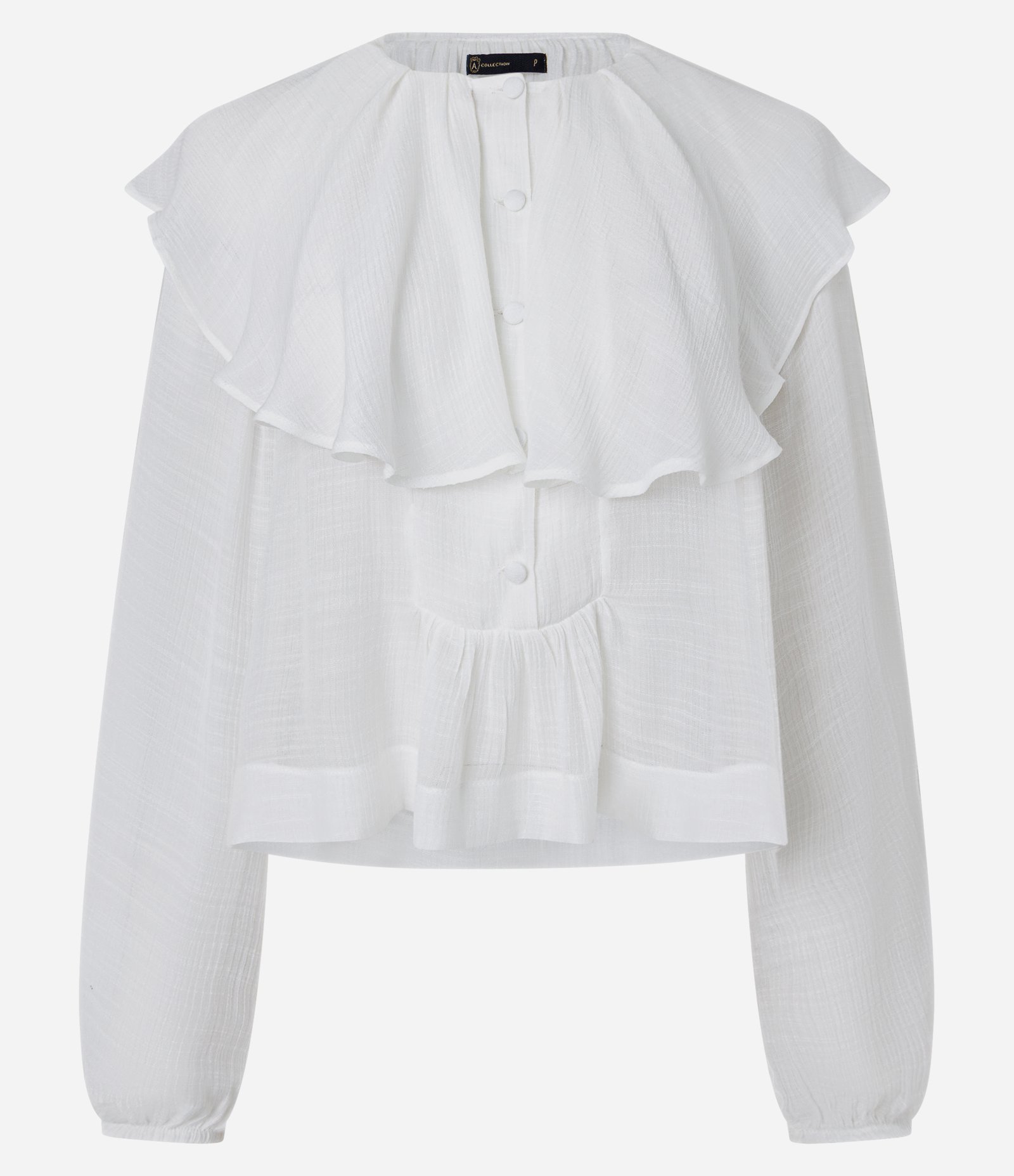 Blusa em Viscose com Babados e Manga Bufante Branco 5