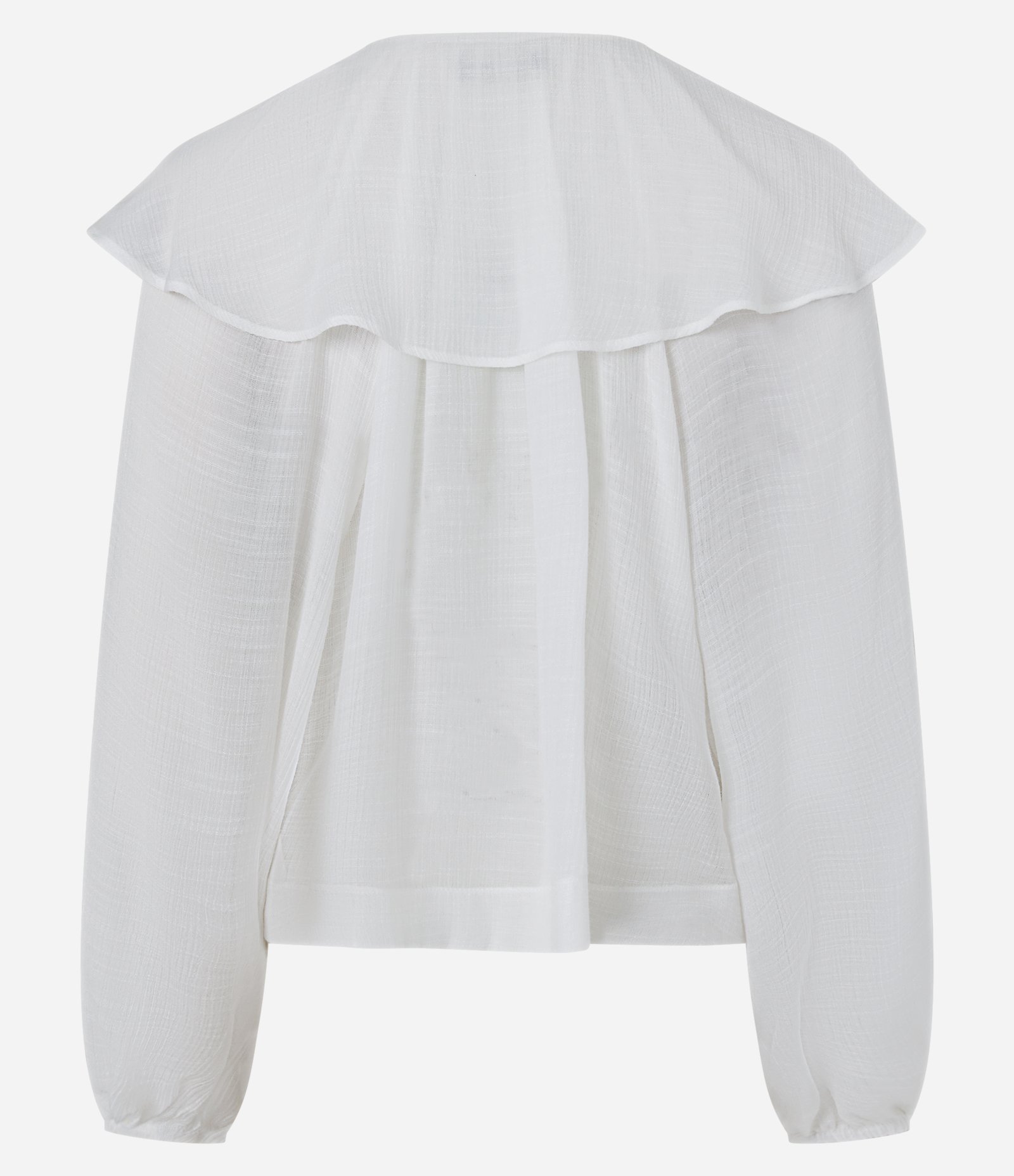 Blusa em Viscose com Babados e Manga Bufante Branco 7