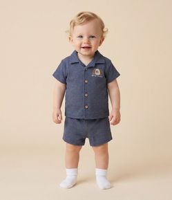 Conjunto Infantil em Algodão com Bordado Urso – Tam 0 a 18 Meses