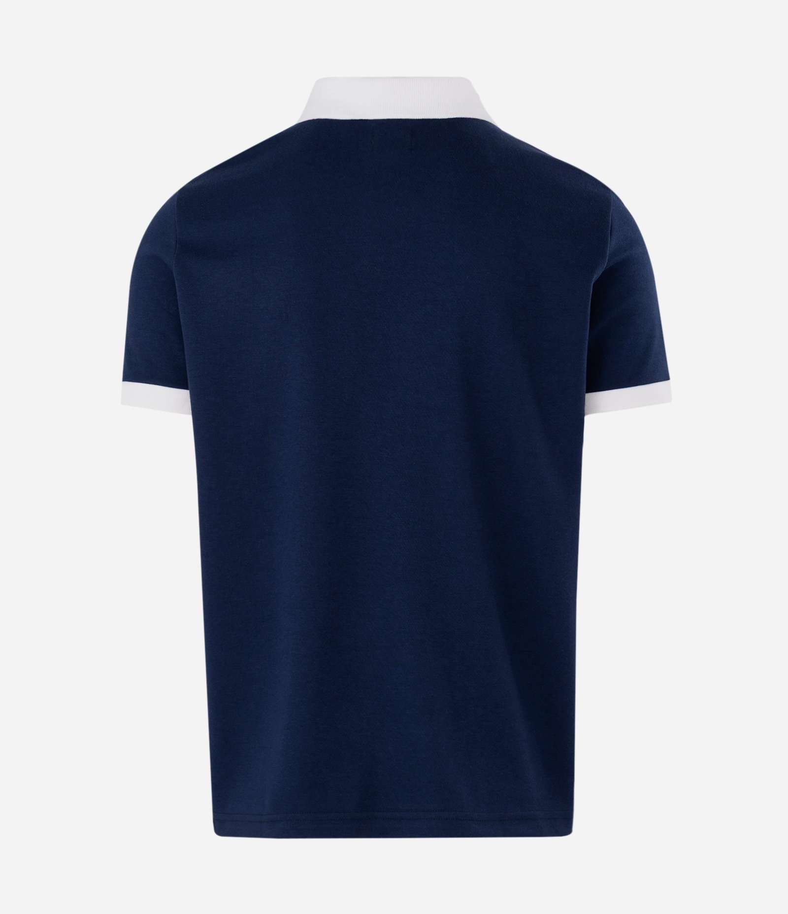 Polo Manga Curta Algodão Brasão Texturizado Azul 2