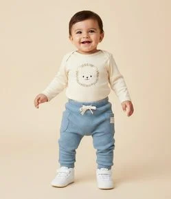 Body Bebê em Algodão com Estampa Carinha de Leão – Tam 0 a 18 Meses