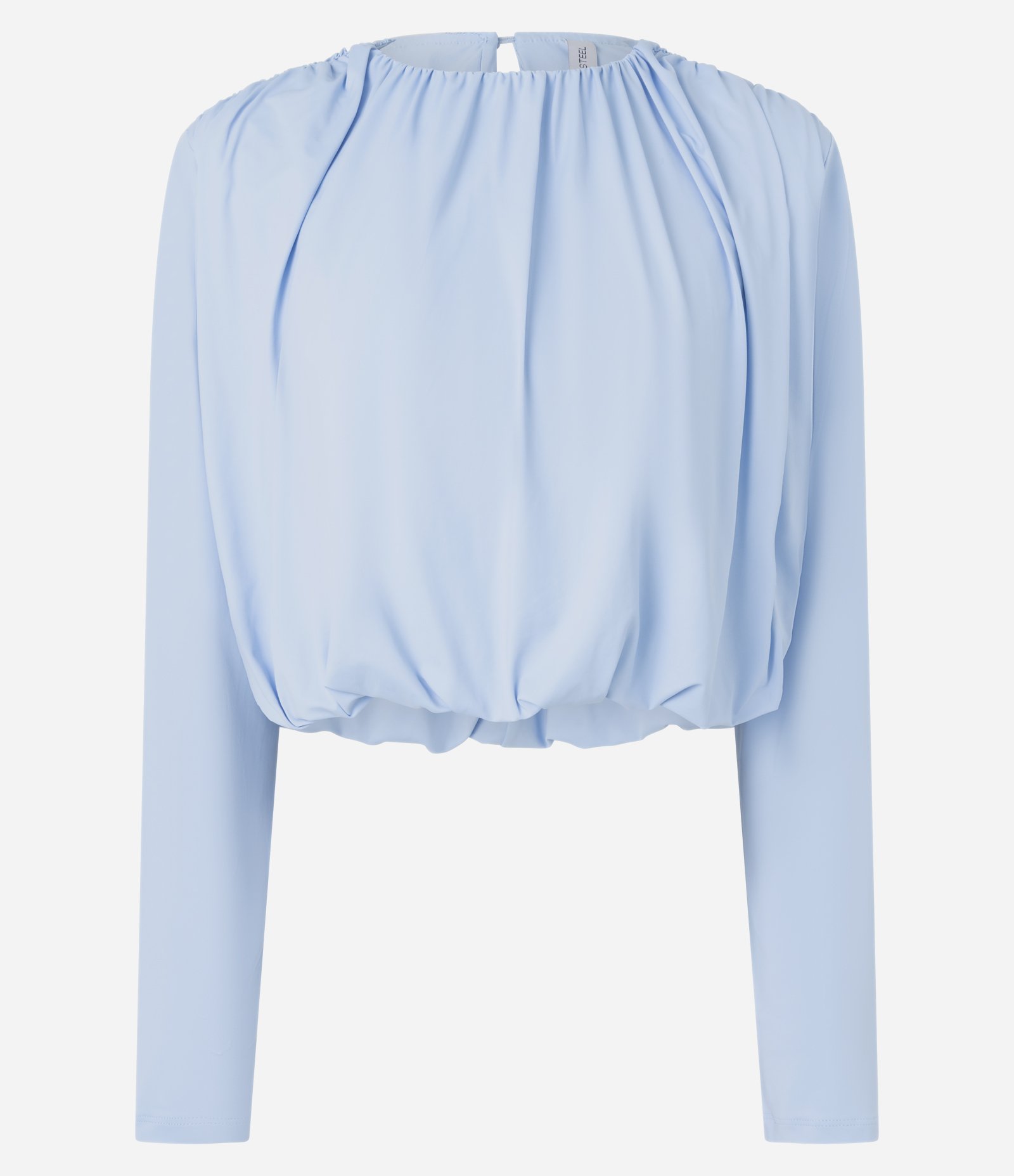 Blusa Balonê em Microfibra com Ombreiras Azul 5