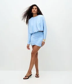 Saia Curta Justinha em Microfibra com Franzidos