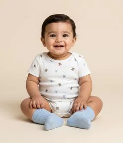 Body Bebê em Algodão com Estampa Ursinhos – Tam RN a 18 Meses