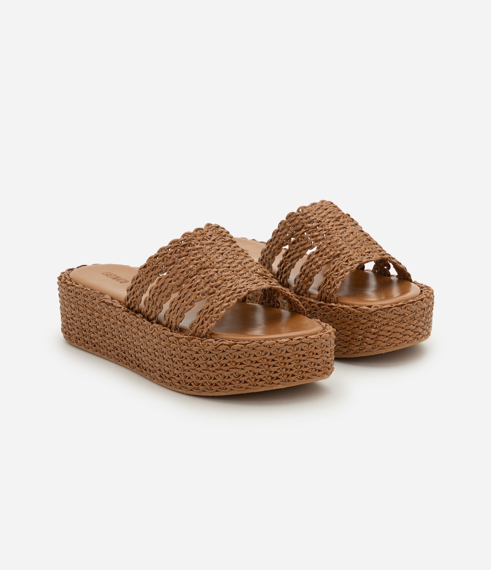 Sandália Flatform com Trama em Tresse Marrom 2